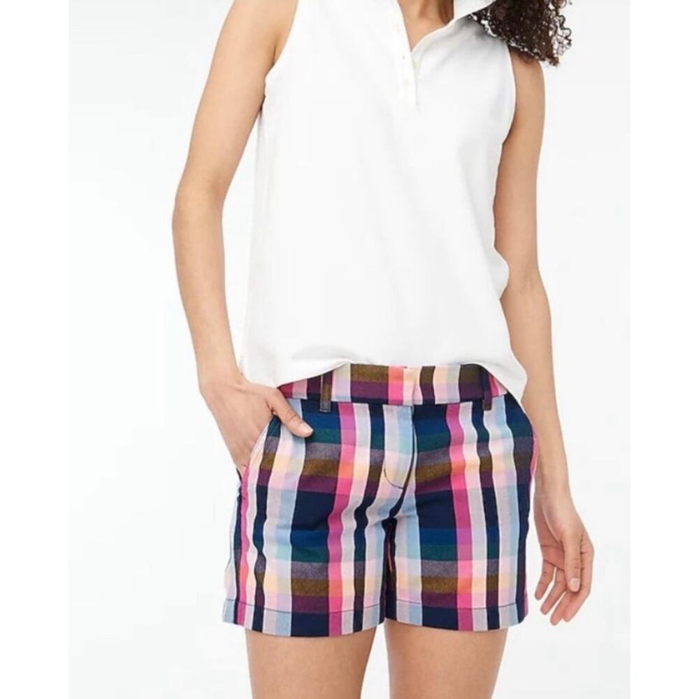 J. Crew Multicolor Plaid Cotton Blend Women's Shorts
